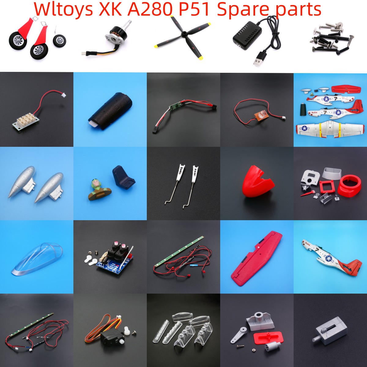 Drone Racing Flag - Wltoys XK A280 P51 RC ชิ้นส่วนเครื่องบินที่ได้รับแผ่น