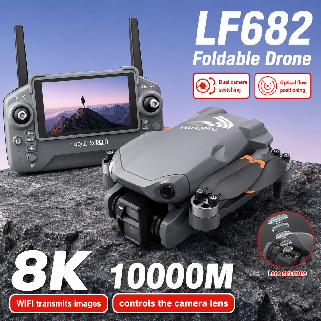 Drone Racing Camera - โดรนถ่ายภาพทางอากาศ LF682 8K HD กล้องคู่ GPS