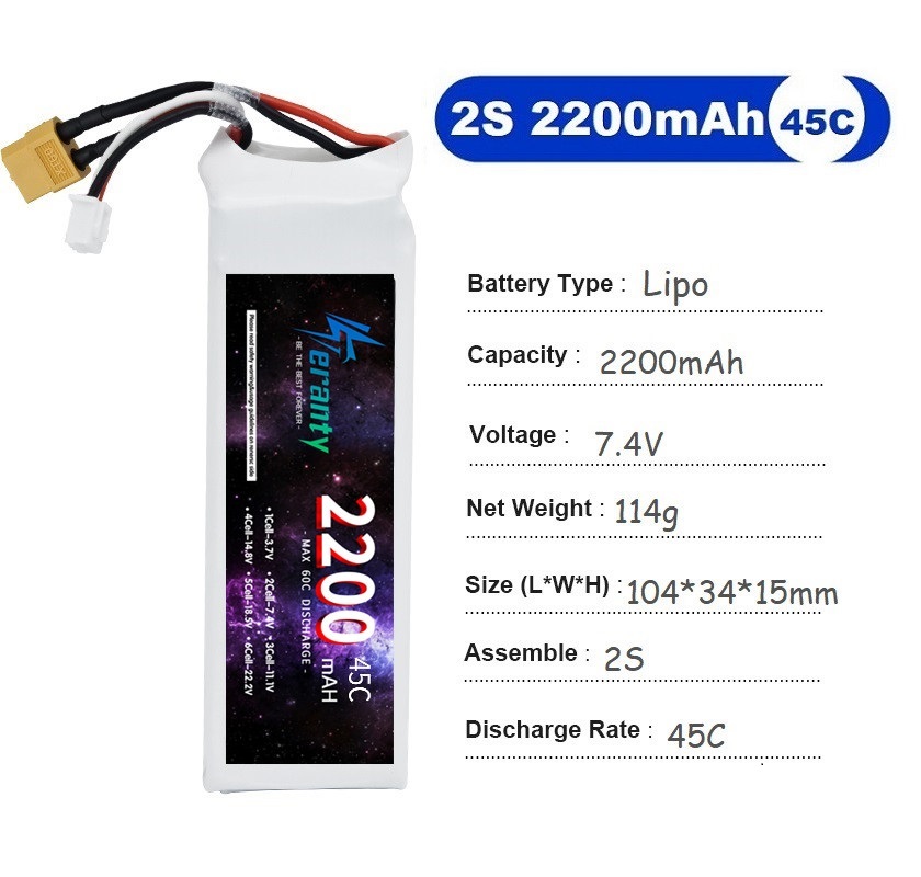 2PCS 7.4V Lipo 2S แบตเตอรี่ 15 - Drone Racing Battery บทวิจารณ์และราคา